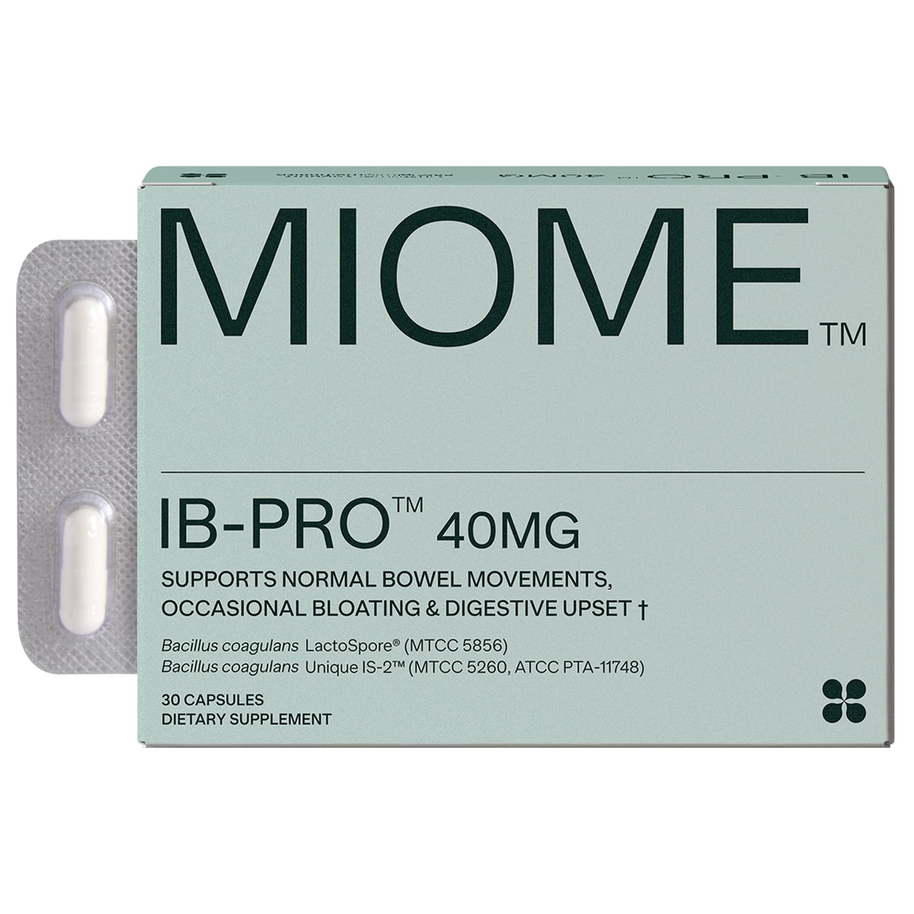 Miome IB-PRO: botella de cápsulas, apoyo diario para digestión más cómoda.