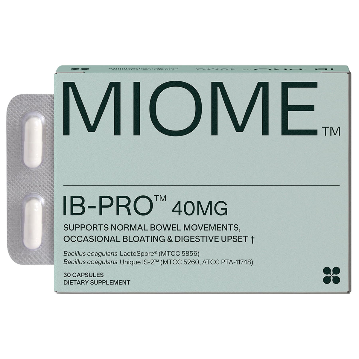 Miome IB-PRO: botella de cápsulas, apoyo diario para digestión más cómoda.