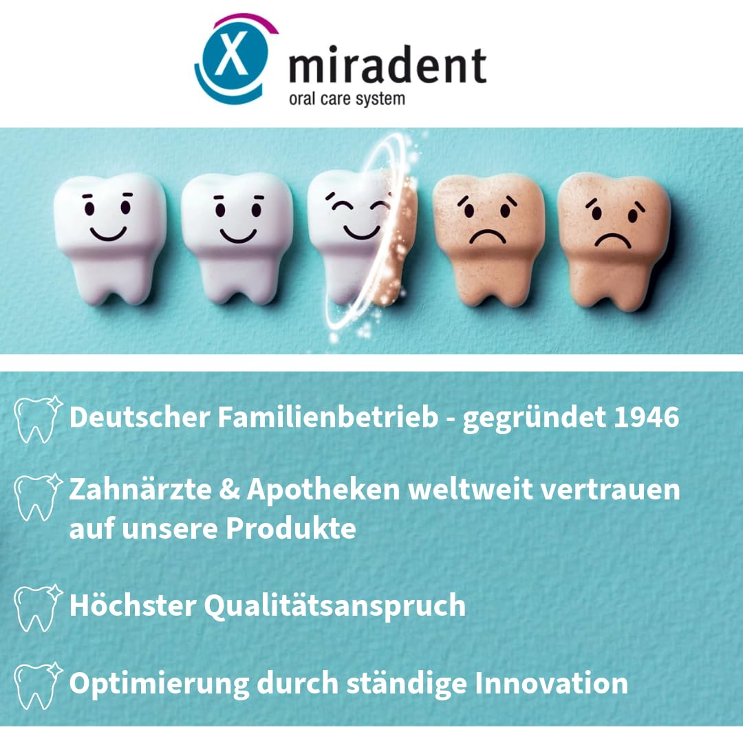Higiene diaria en baño con Miradent Mirasensitive hap+ para encías sanas.