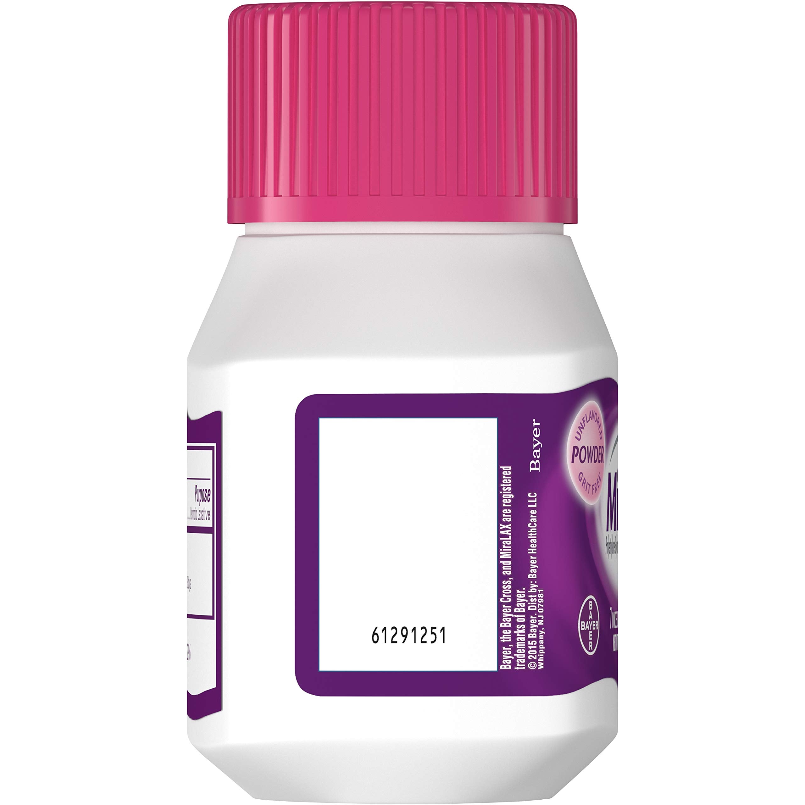 MiraLAX etiqueta higiénica, empaque limpio para almacenamiento seguro
