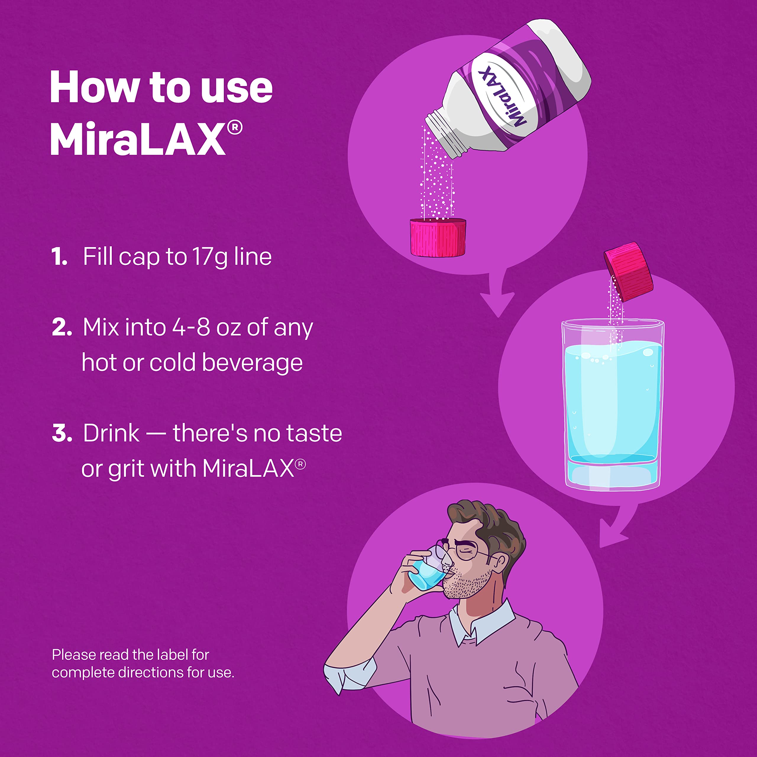 Instrucciones simples de preparación de Miralax