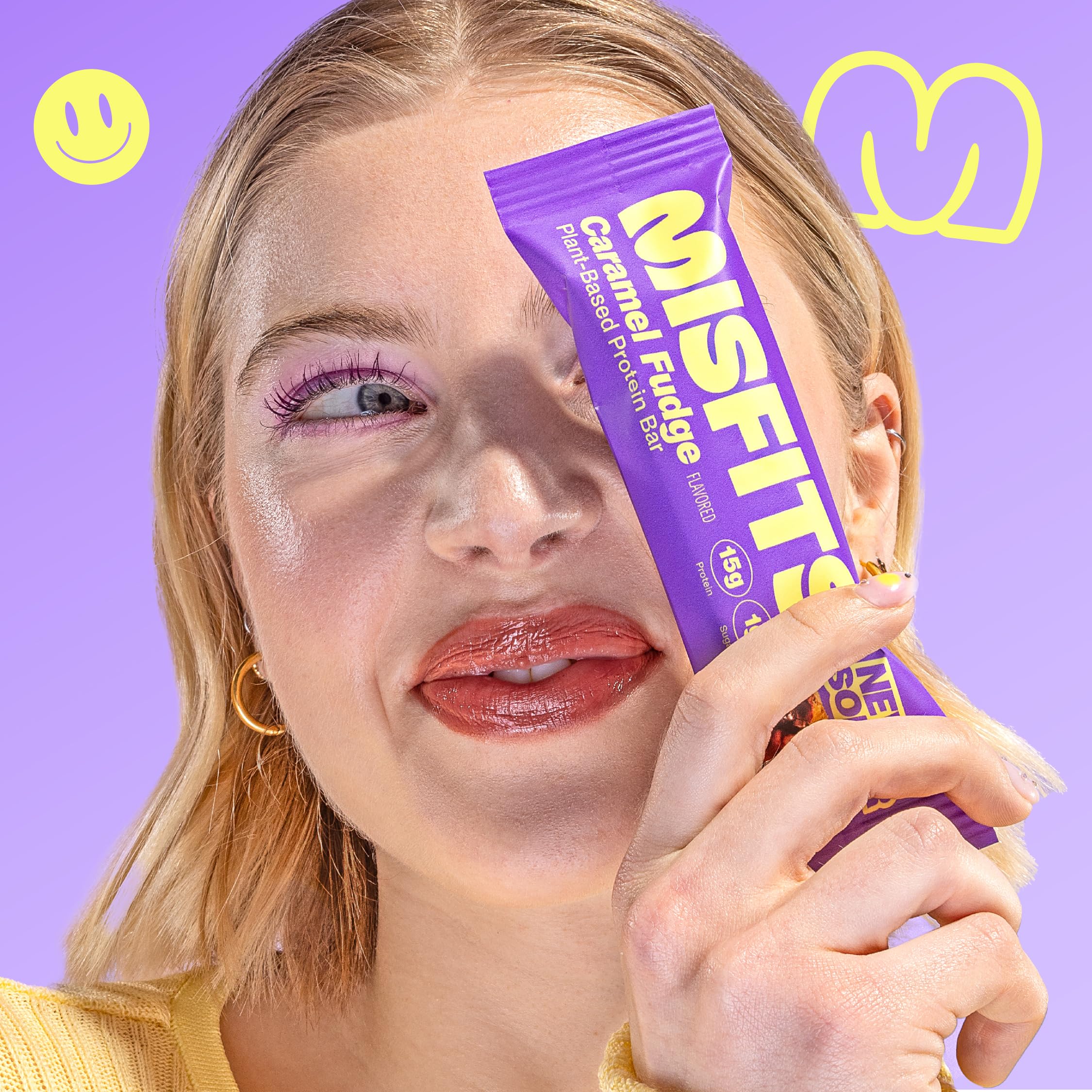 Misfits barra vegana sin gluten y baja en azúcar.