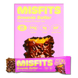 Misfits barras proteína veganas, centro brownie denso: snack chocolateado para recargar energía.