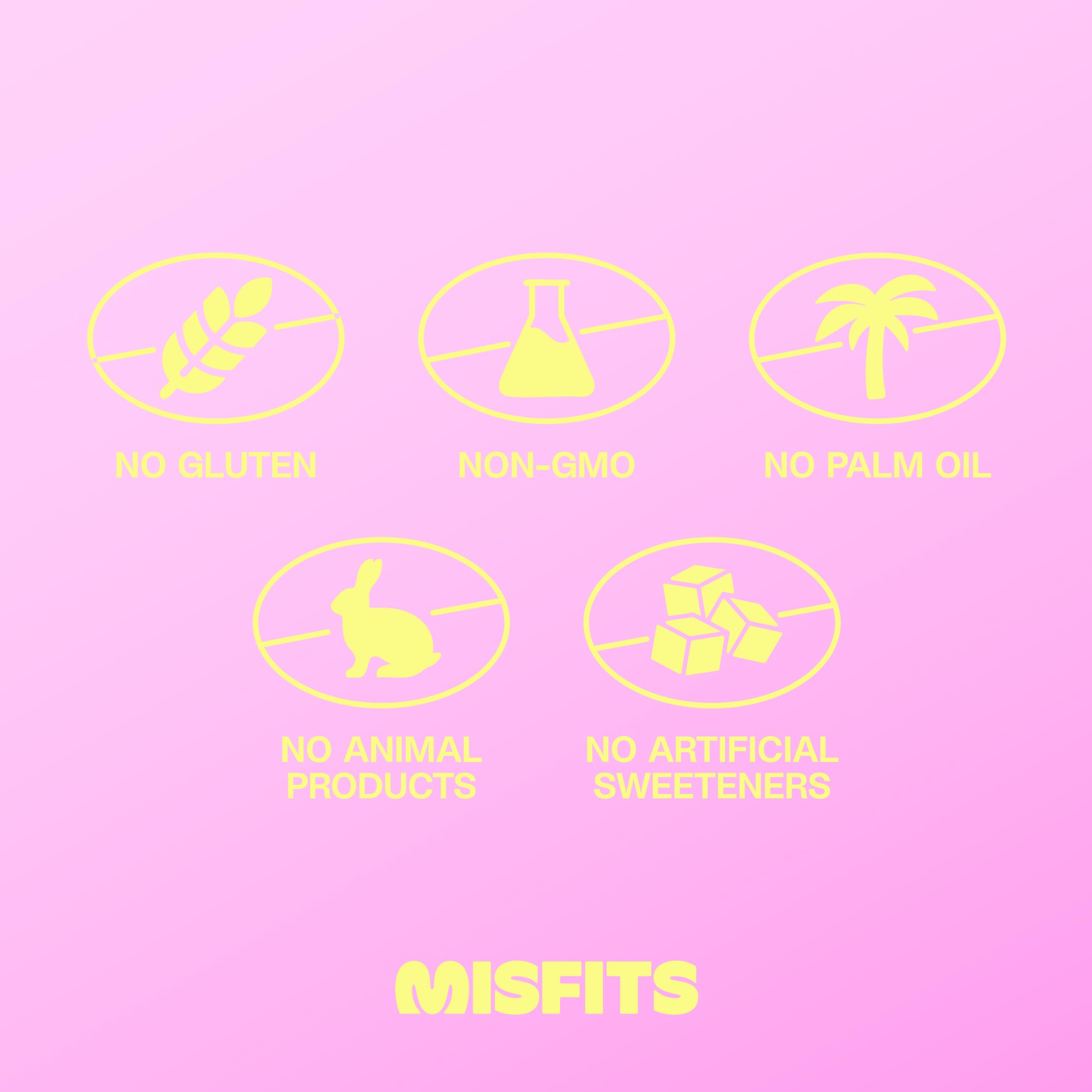 Misfits barras proteína vegana, cobertura chocolate: indulgencia para antojos.