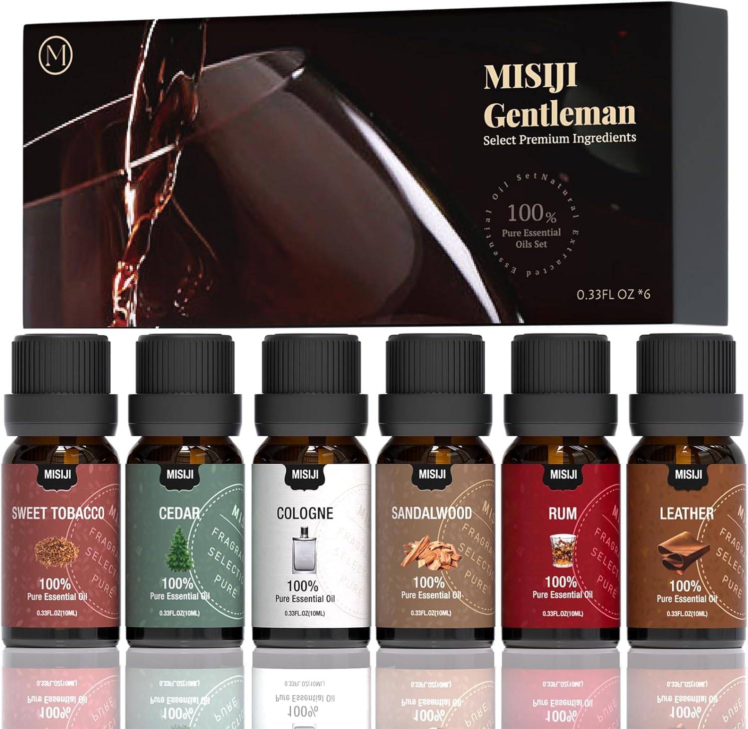 MISIJI aceites esenciales set, botellas ámbar para difusor y ambientación en casa