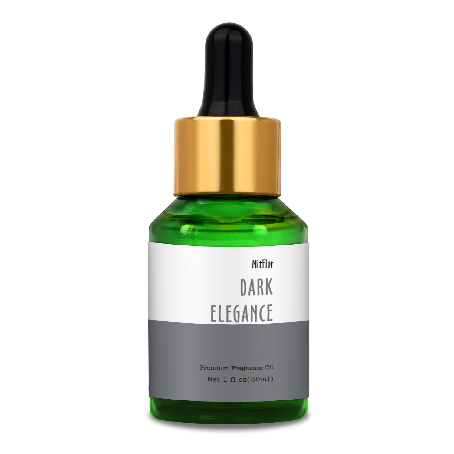 MitFlor aceite aroma oscura botella, ideal para ambientar espacios con elegancia.