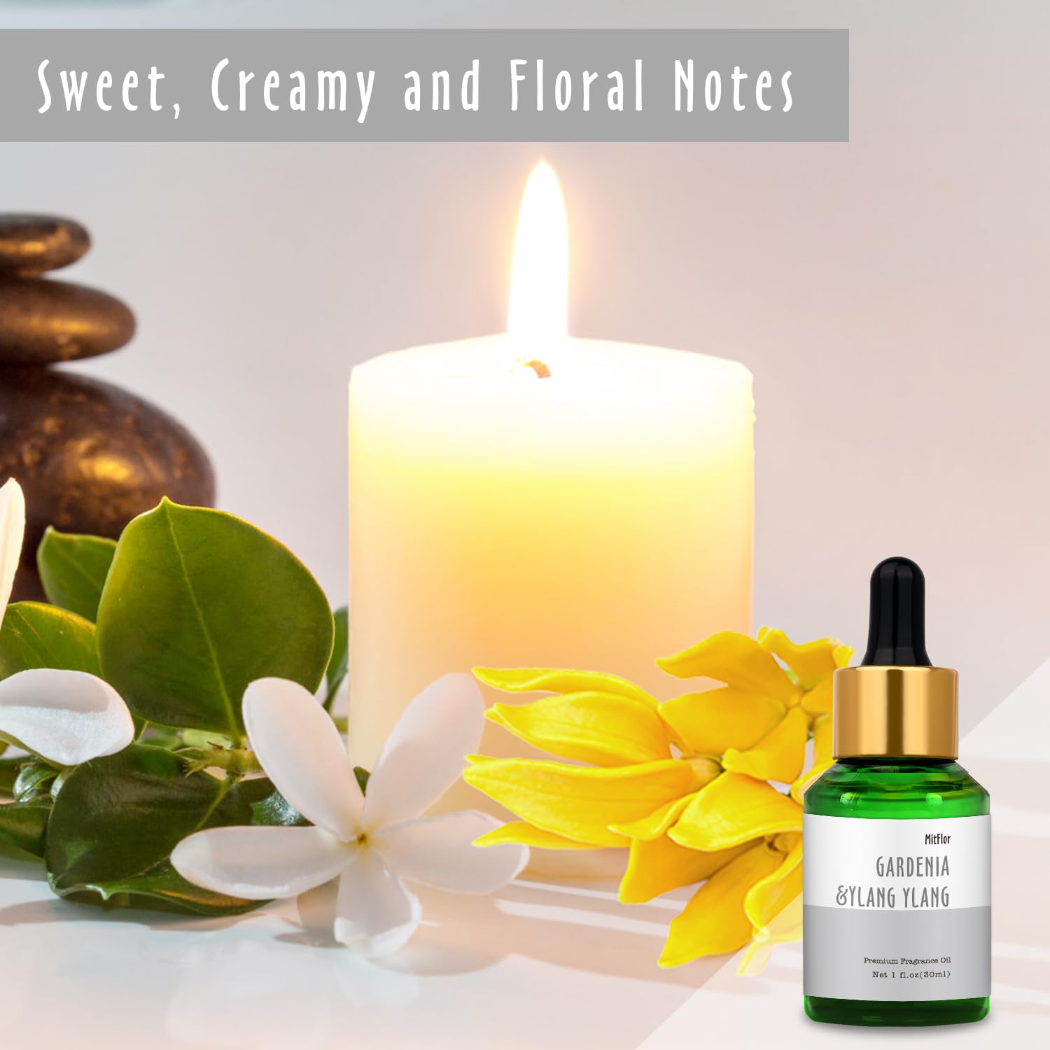 MitFlor Gardenia Ylang Ylang: envase de 30 ml, concentrado y seguro para uso doméstico.
