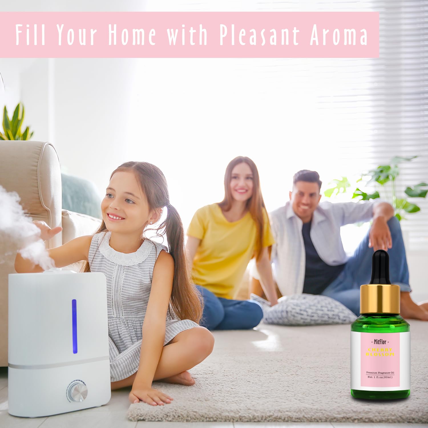 MitFlor fragancia cerezo en difusor portátil, aroma suave y floral.