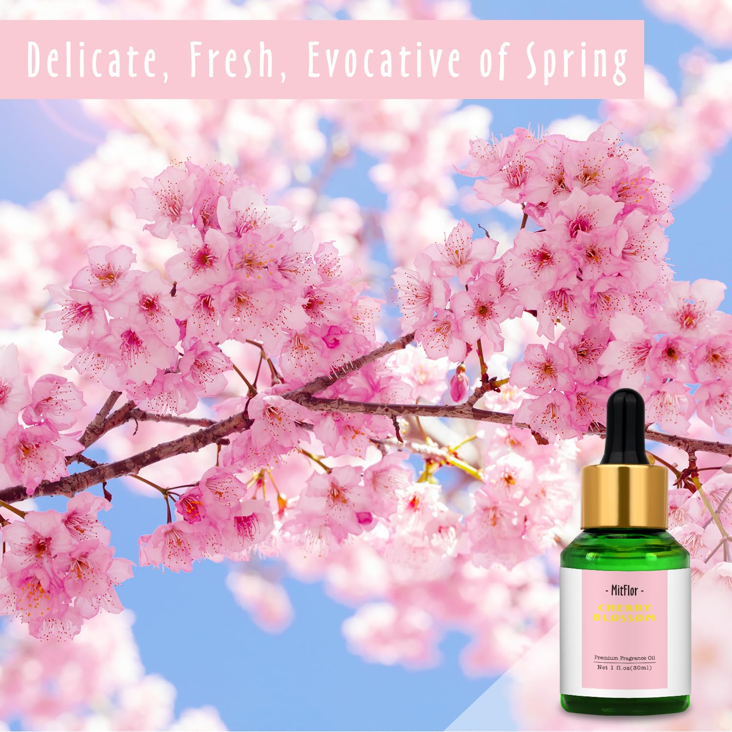 MitFlor fragancia cerezo en frasco de vidrio 30 ml, excelente para velas.