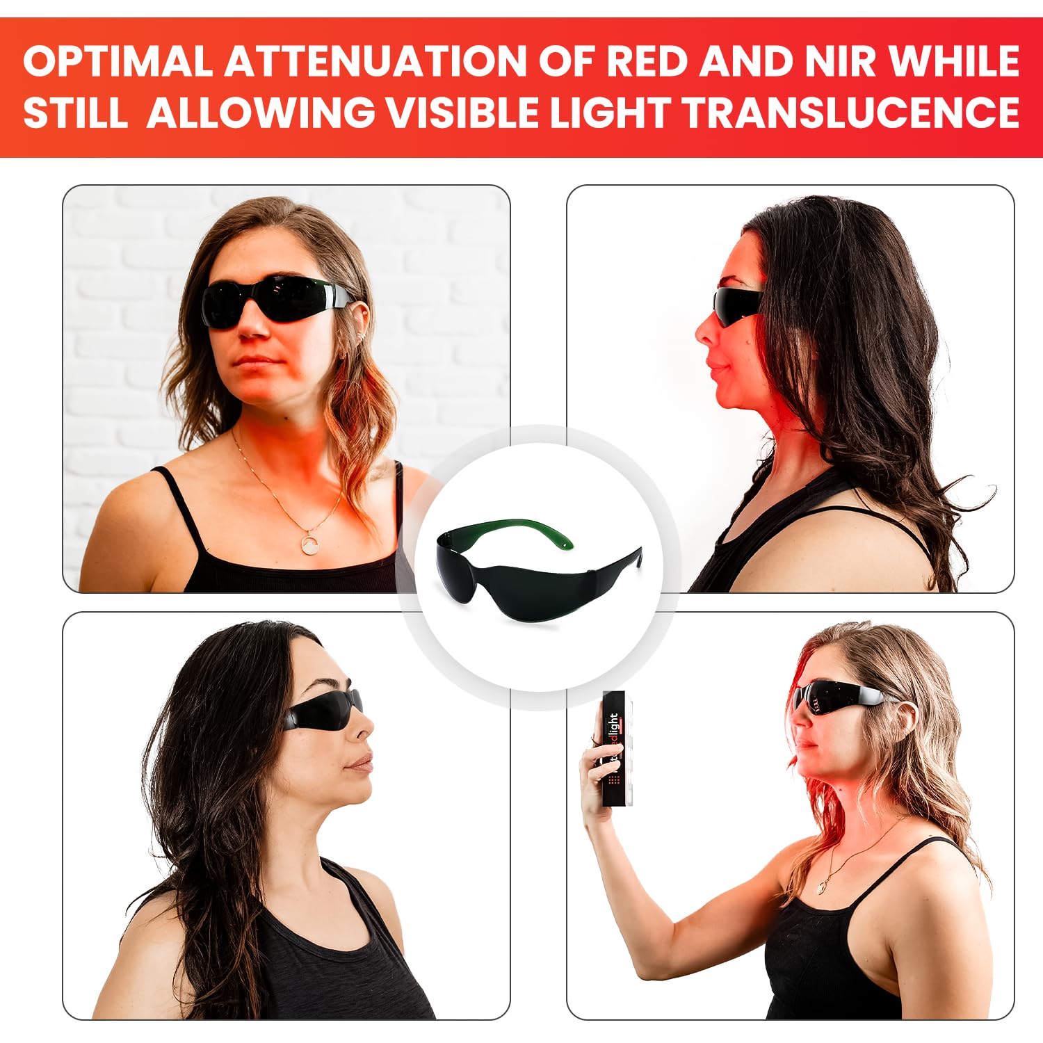 Ideal para sesiones largas de terapia de luz, protegiendo la vista.