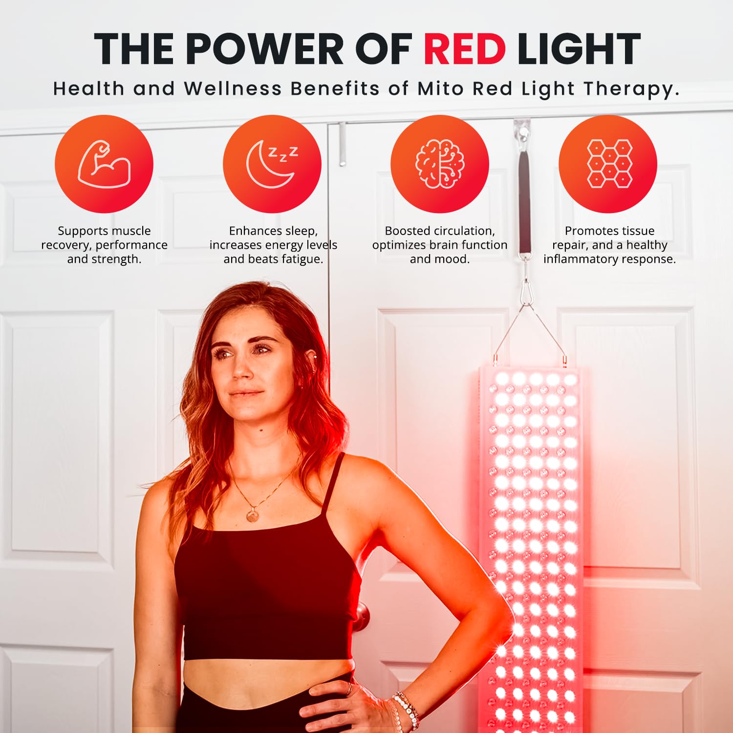 Mito Red Light en uso facial para cuidado diario.
