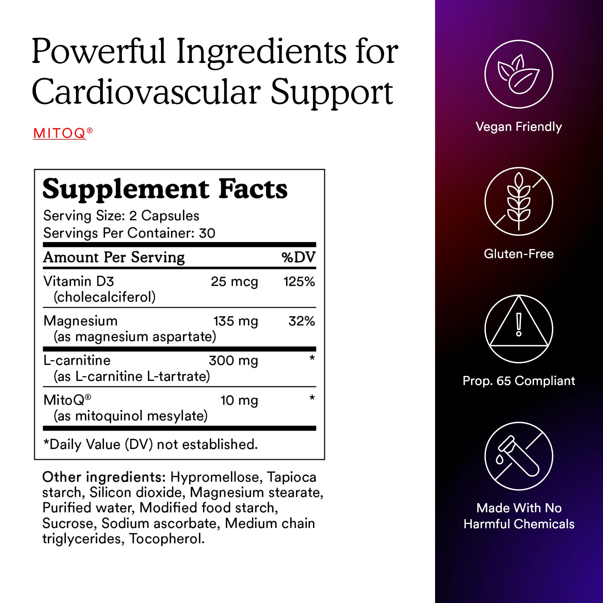 Caja premium de MitoQ +Heart: presentación y facilidad de uso