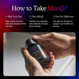 MitoQ Pure: logo y branding asociado a respaldo científico percibido.
