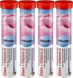Tabletas efervescentes Mivolis con hierro y vitamina C, apoyo a la energía diaria.