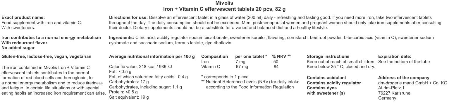 Ingredientes limpios y naturales de Mivolis, sin colorantes artificiales.