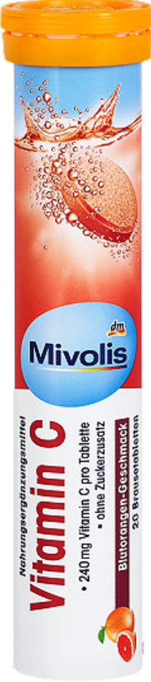 Mivolis Vitamina C, caja con 4 paquetes de 20 tabletas, conveniente para el hogar.