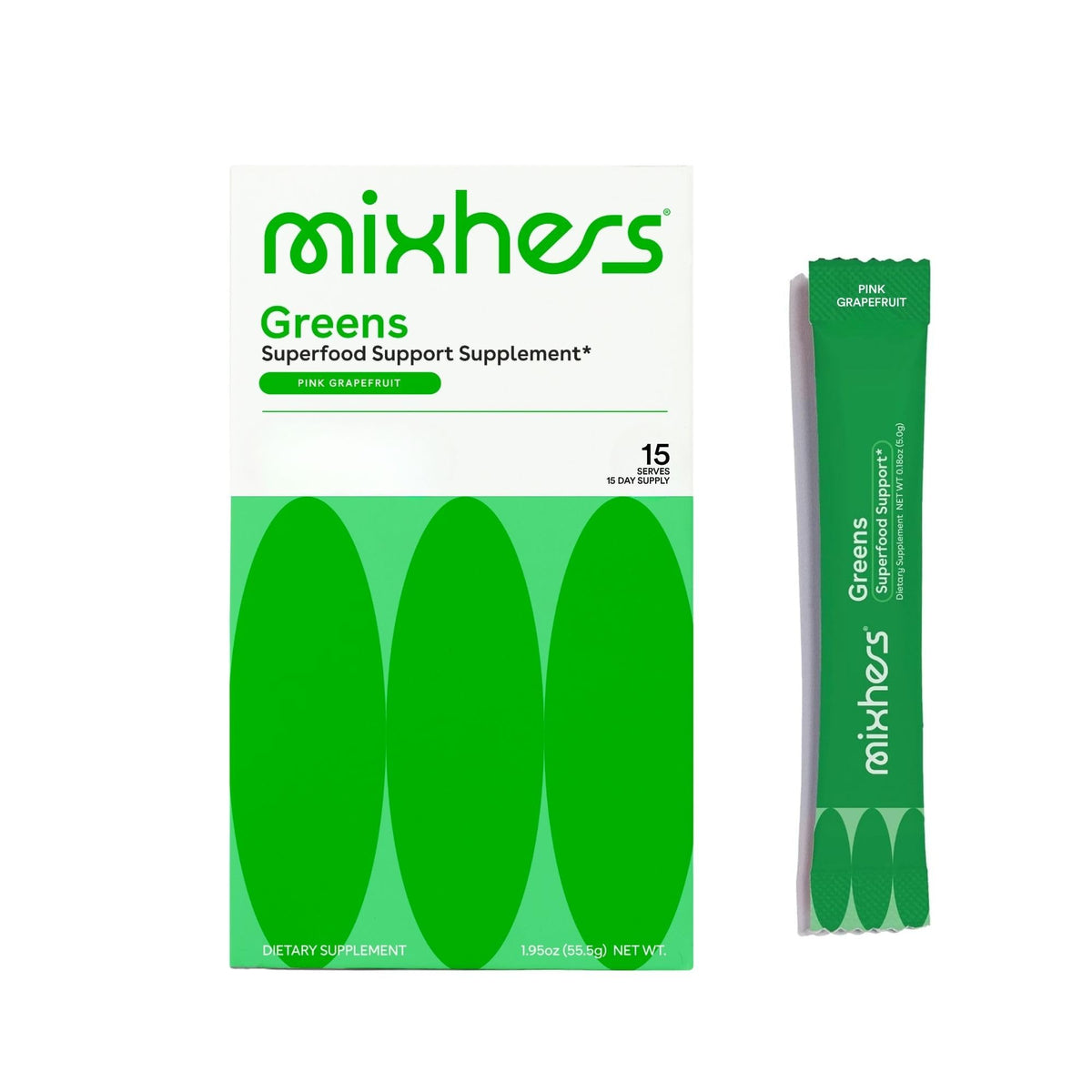 MIXHERS Greens envase de sobres para facilitar incorporar verduras cada día.