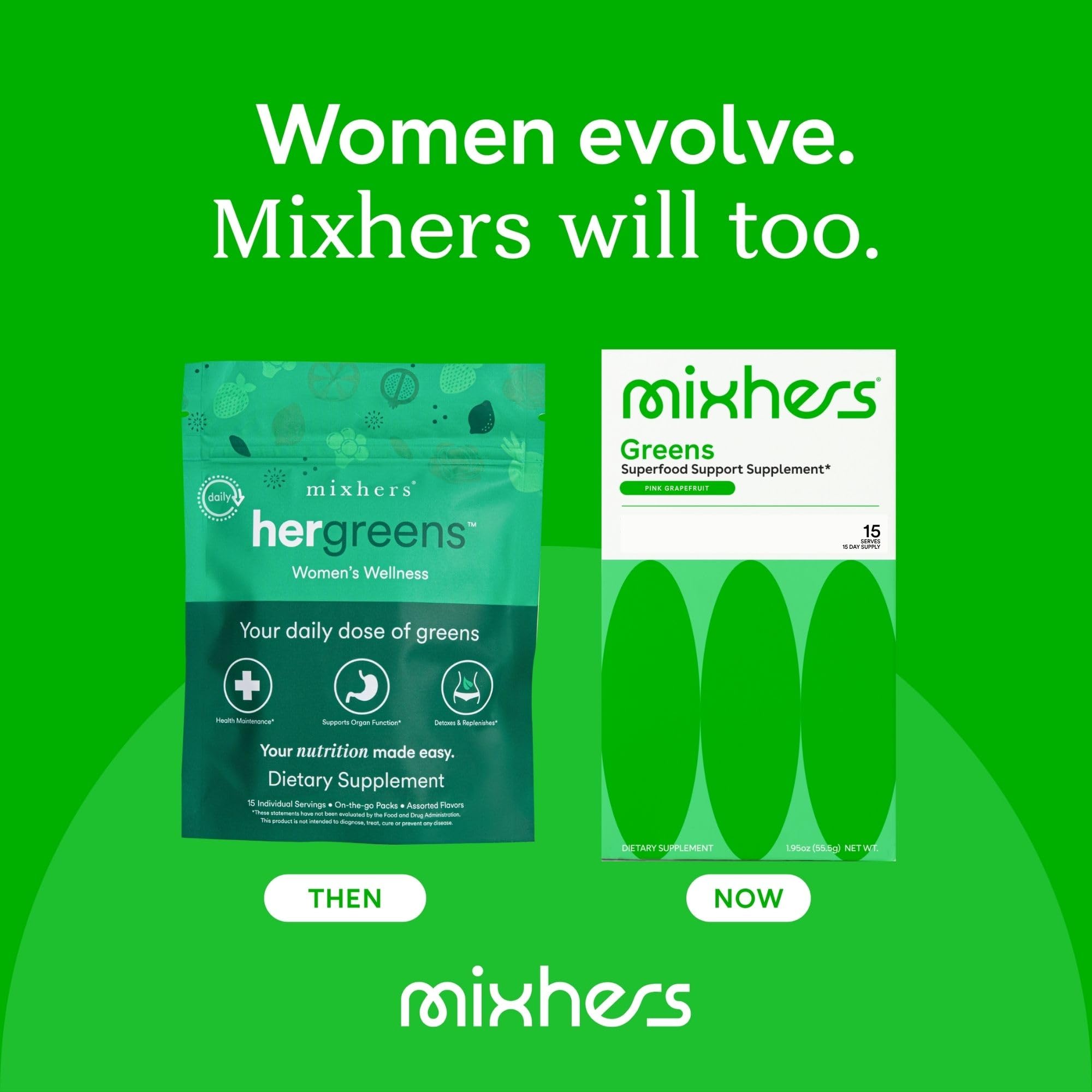 Ritual diario con MIXHERS Greens para apoyar tu bienestar general.