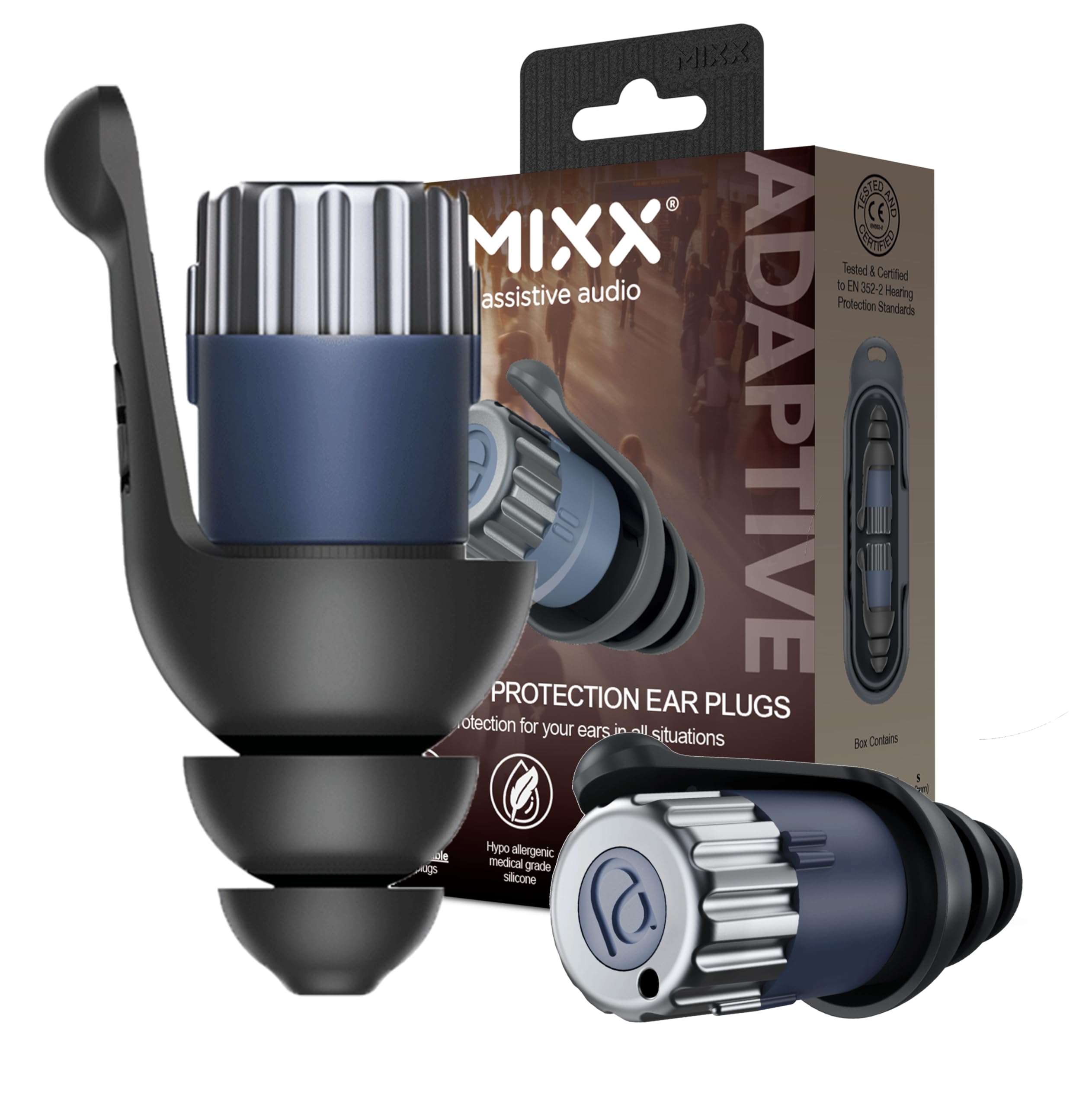 MIXX tapones auditivos ajuste-niveles para conciertos: reducción de ruido adaptable.