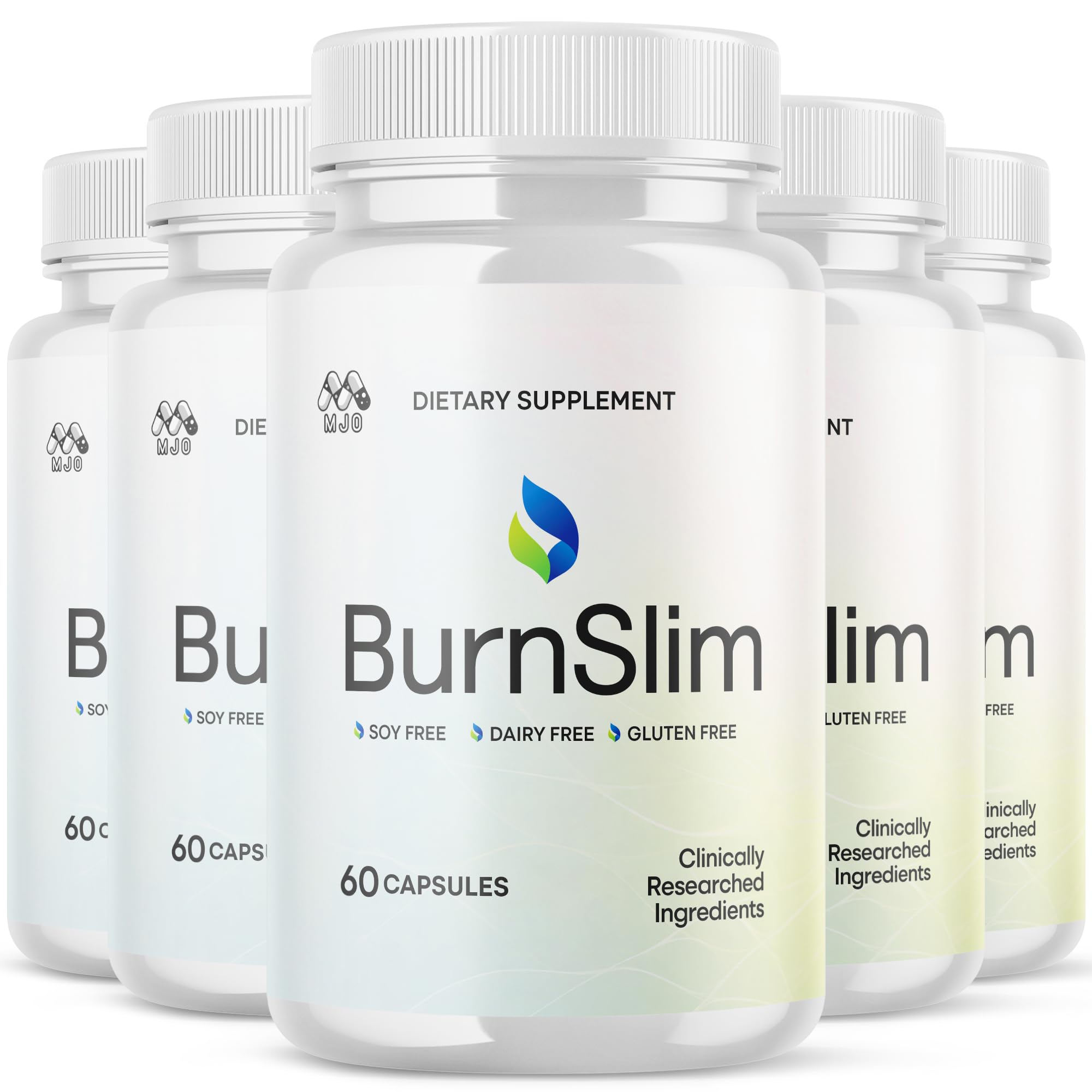 MJO Burnslim cápsulas, frente de la caja, apoyo para un estilo de vida activo.