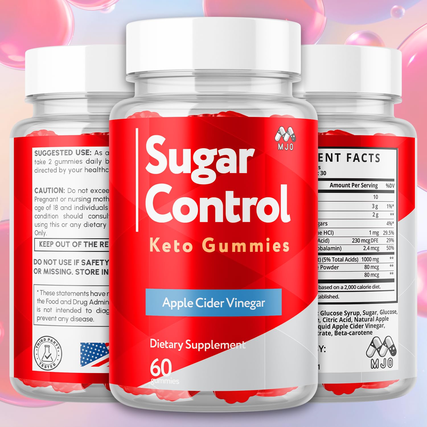 Etiqueta de SugarControl con ingredientes naturales y vinagre de sidra