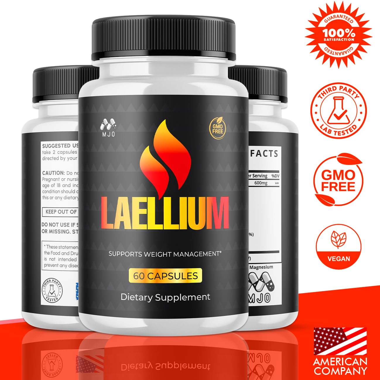 Etiqueta de Laellium con información clara de ingredientes naturales.