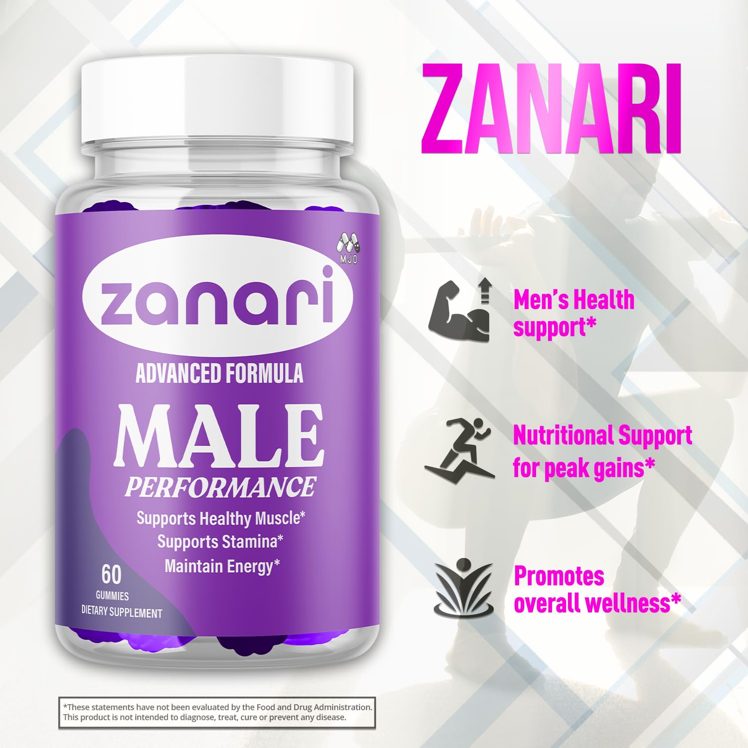 MJO Zanari gomitas: porción diaria fácil de medir.