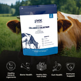 MK Supplements Colageno Colostro etiqueta frontal informa ingredientes.