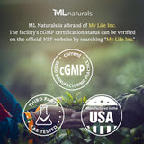 Producto fabricado en Estados Unidos con certificación NSF cGMP de ML Naturals