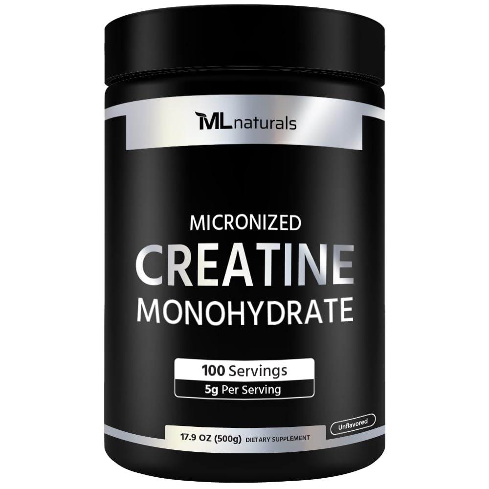 ML Naturals Creatina micronizada 200 malla en bote para mezcla suave y sin grumos