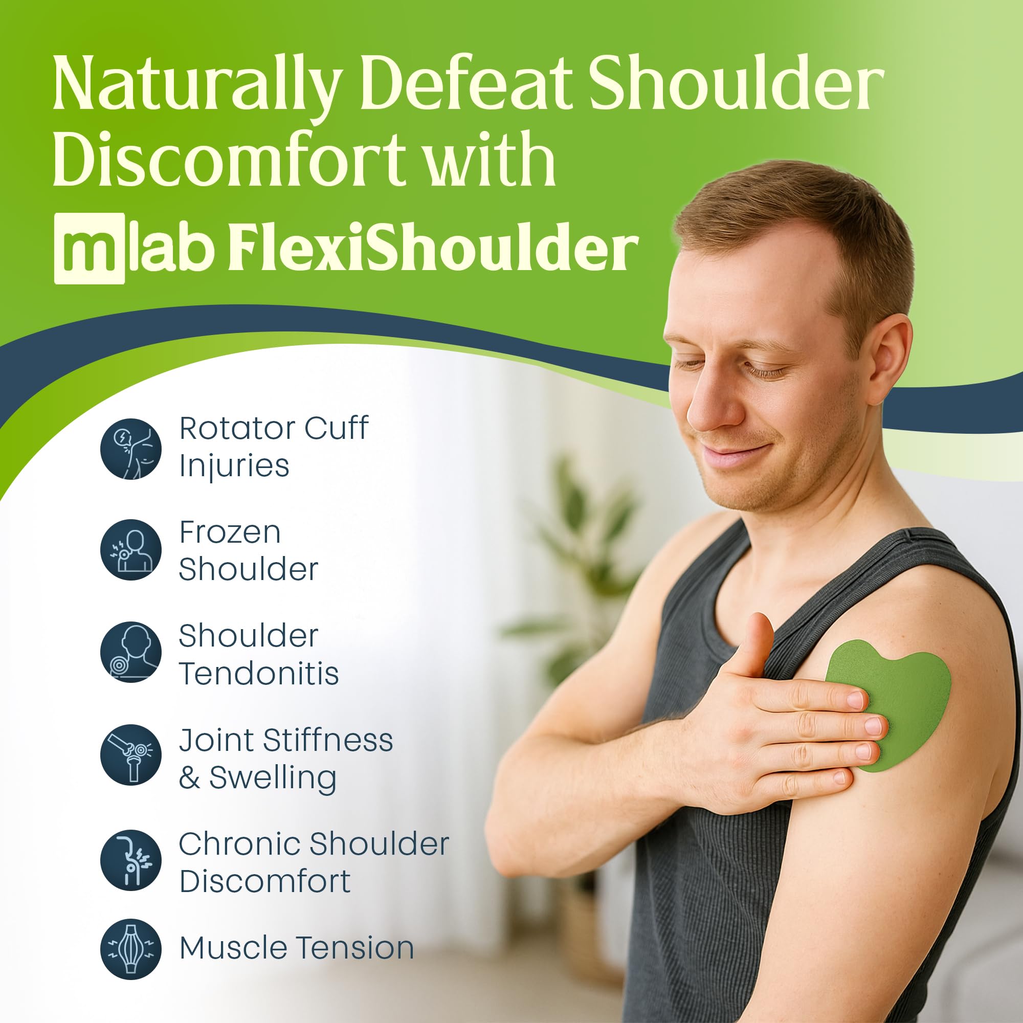 MLAB FlexiShoulder contiene ajenjo para acción herbal suave en la zona del hombro