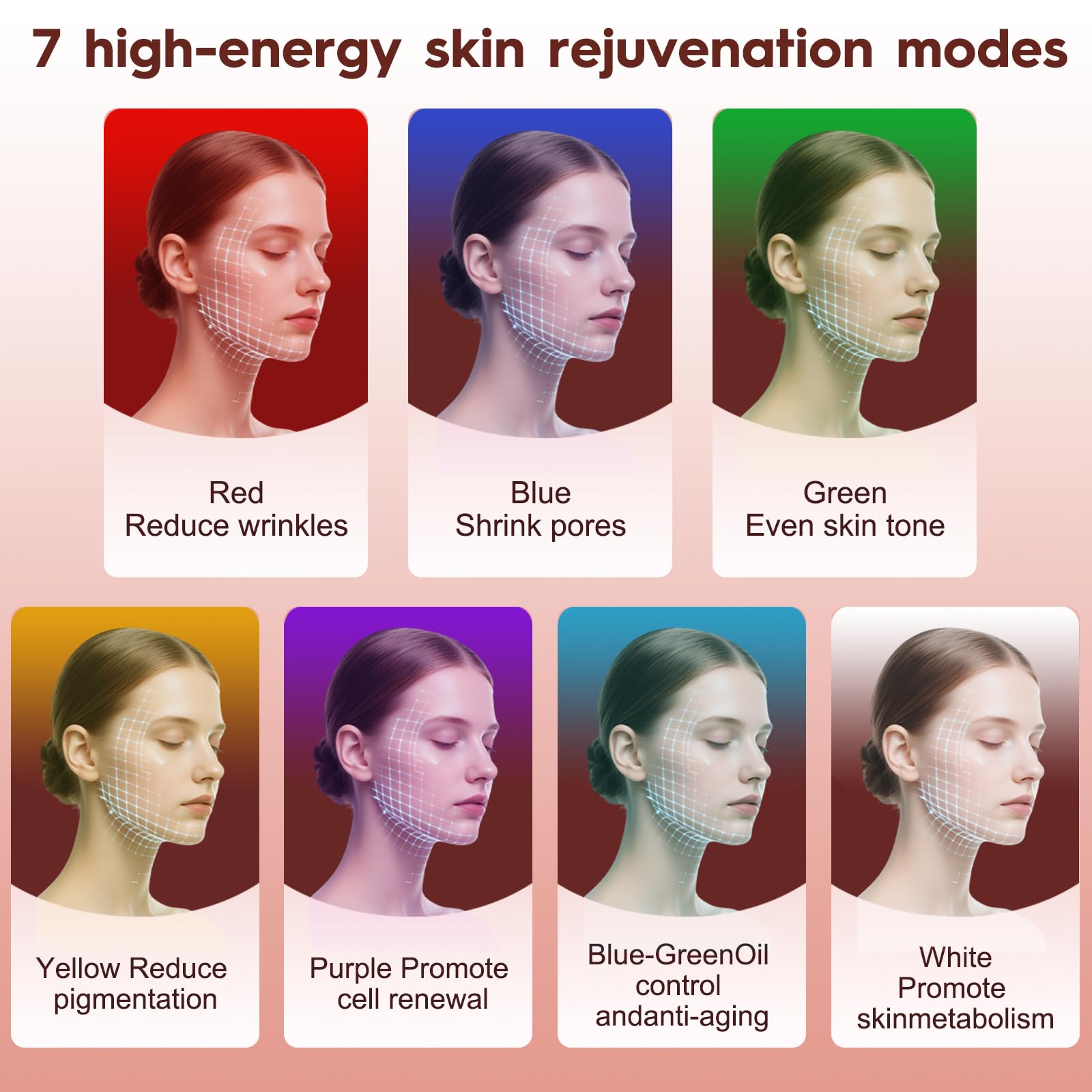 MLriyl máscara con 108 diodos de alta energía para cobertura facial uniforme