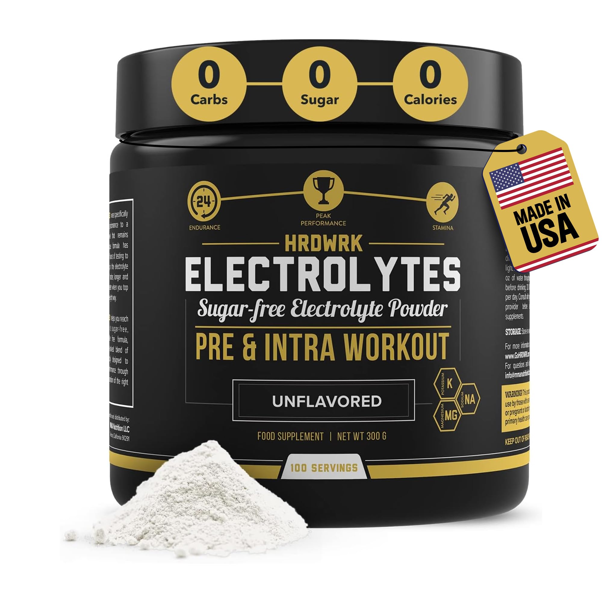 MMA Nutrition HRDWRK, empaque de polvo, ayuda a mantener la hidratación durante entrenamientos.