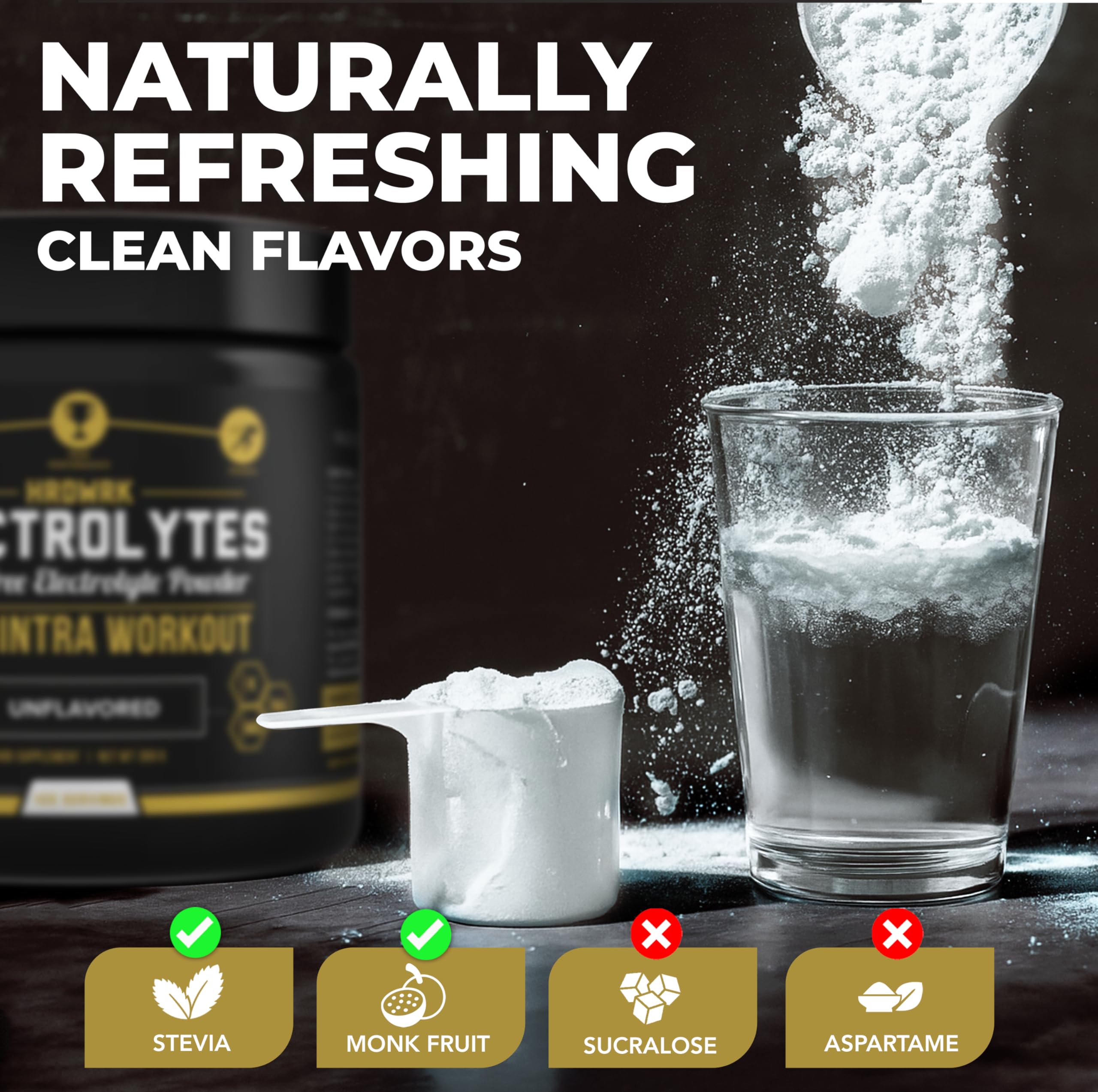 MMA Nutrition HRDWRK, etiqueta clara, identifica electrolitos para rendimiento sostenido.