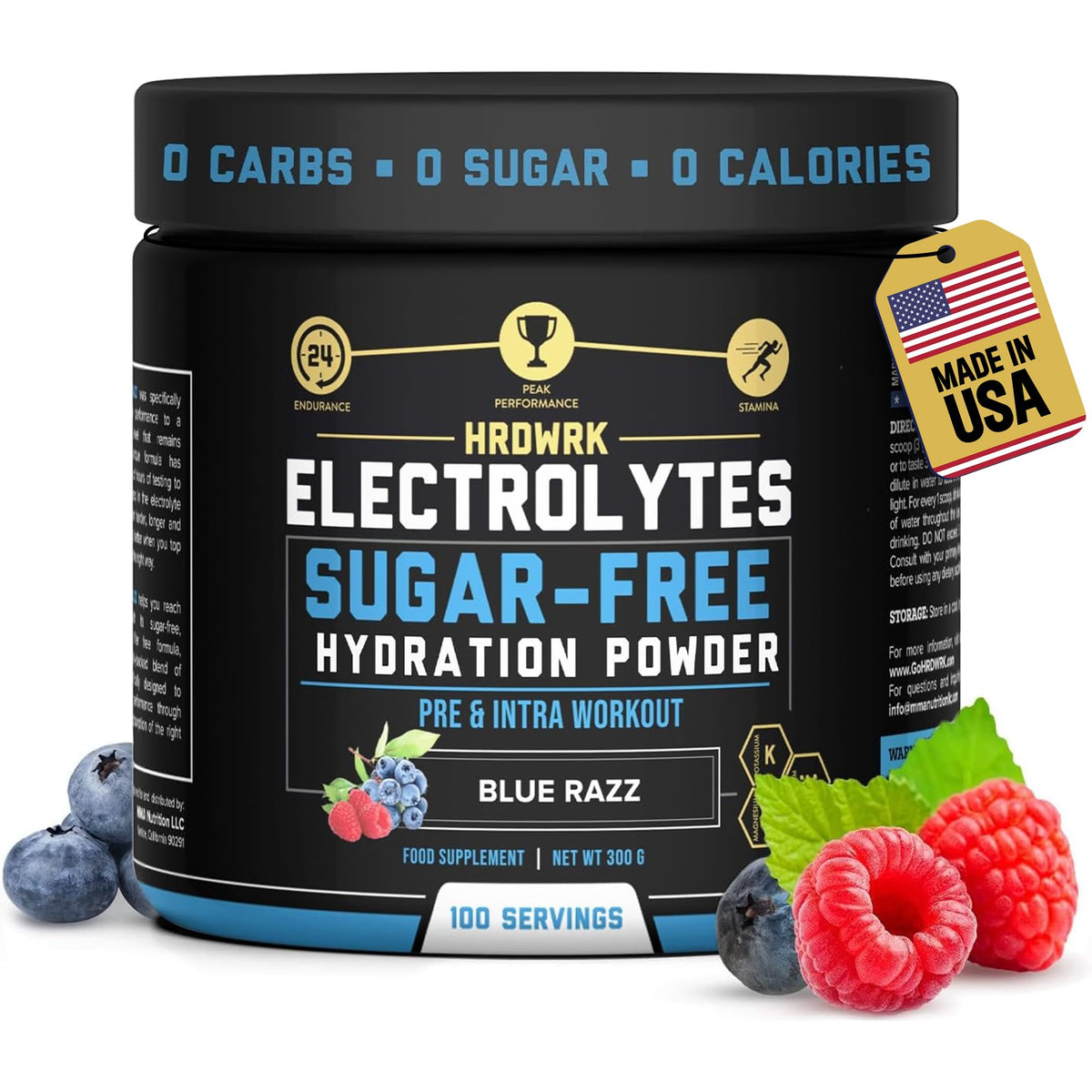 MMA Nutrition HRDWRK: polvo de electrolitos en bote para hidratación sostenida