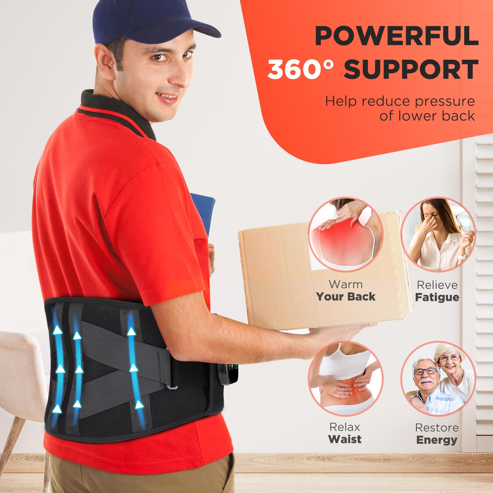 MOAJAZA pantalla táctil inteligente para controlar calor y masaje.