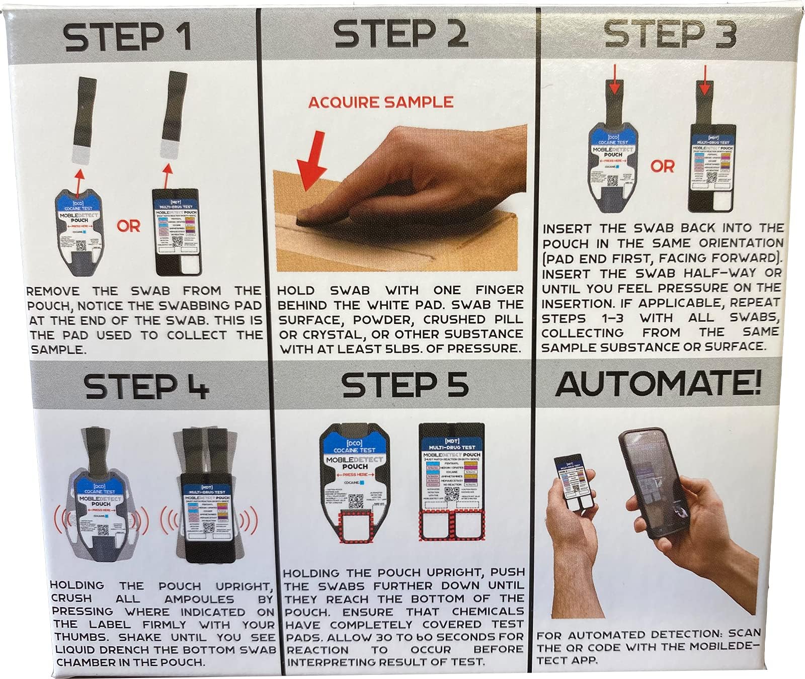 MobileDetect Pouch proceso de tres pasos para obtener resultados rápidos