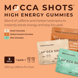 MOCCA SHOTS: porción de cafeína de 200 mg para energía rápida sin esperas.