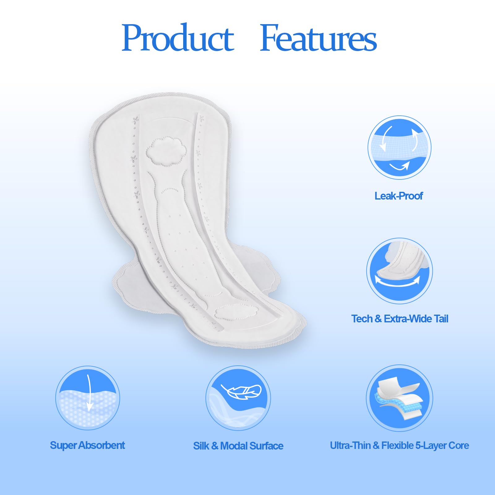 MODAL pads: nucleo de 5 capas, bloqueo de humedad visible.