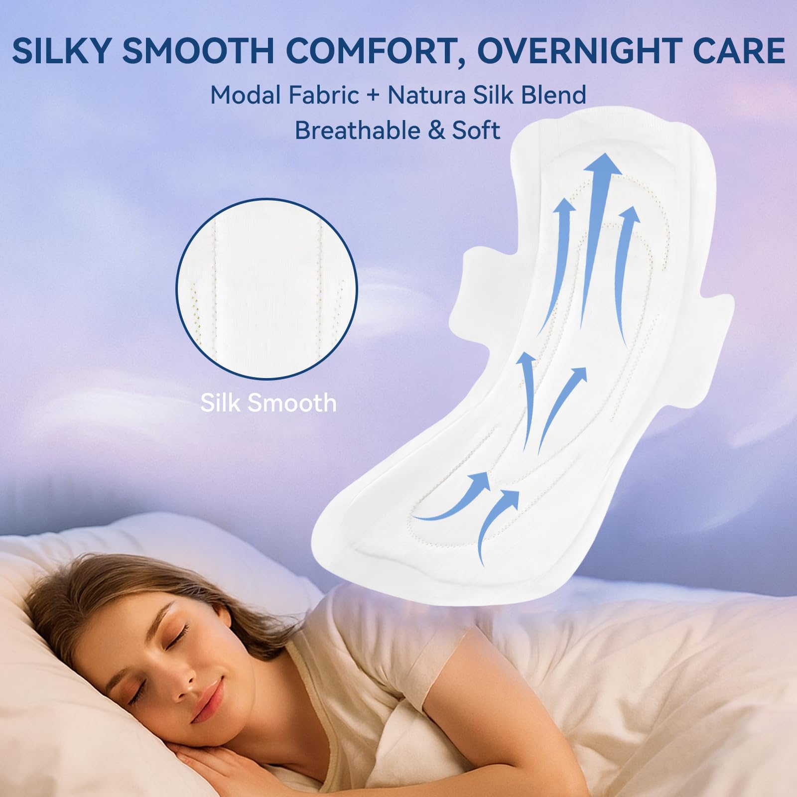 MODAL: toallas sanitarias nocturnas sin fragancia para piel sensible.