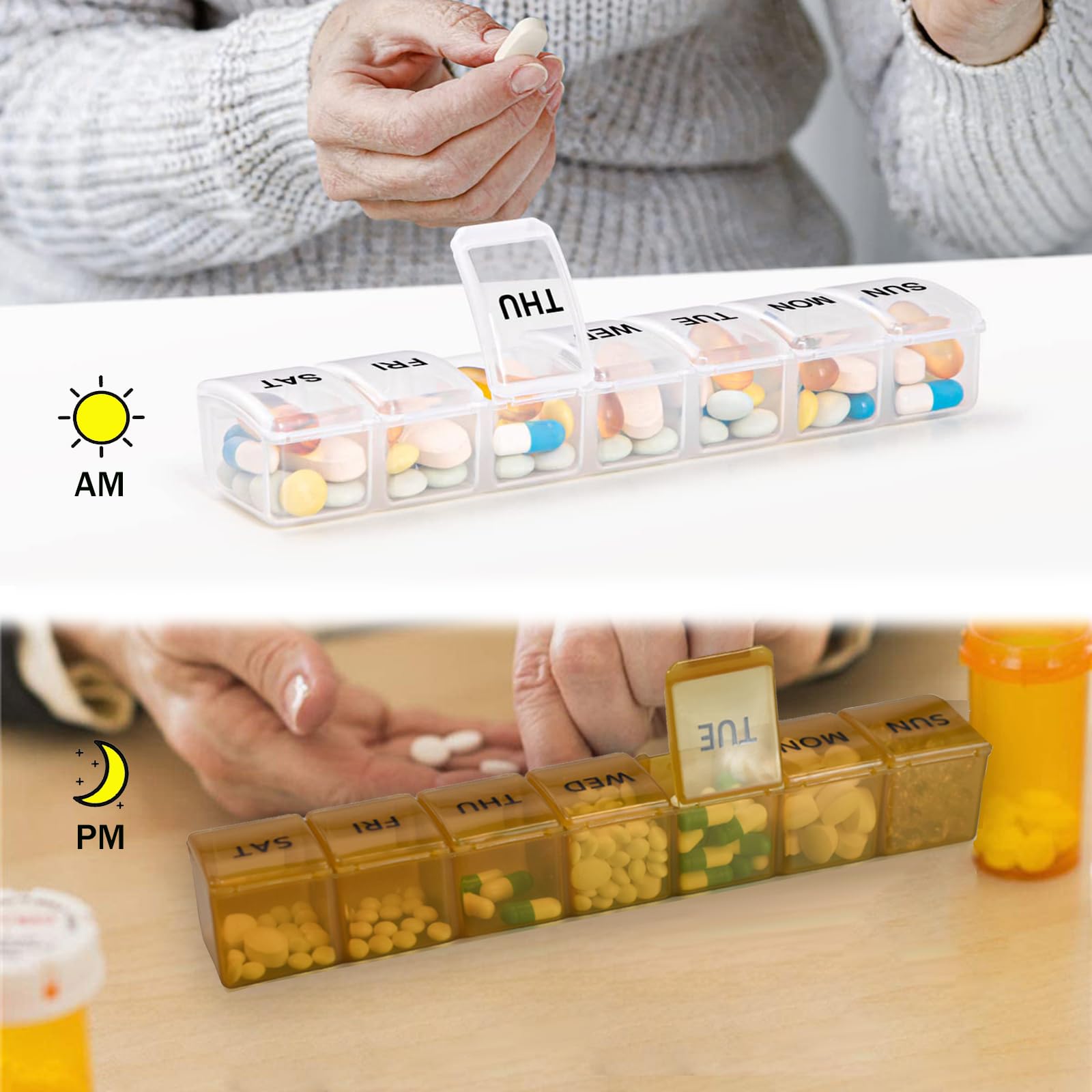 MODENGKONGJIAN capacidad para 10 cápsulas, organización semanal para suplementos.