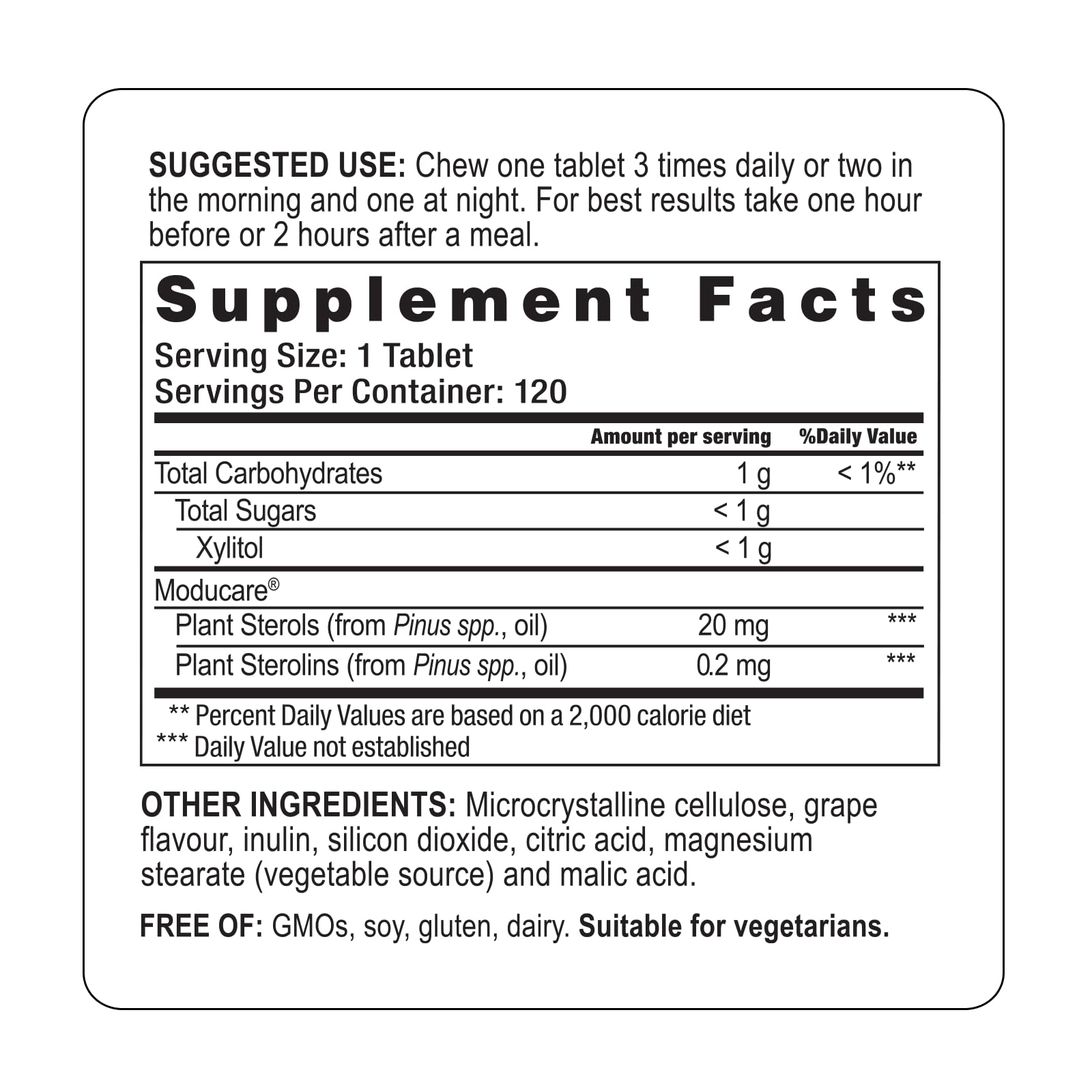 Moducare: etiqueta nutricional clara para conocer ingredientes clave.