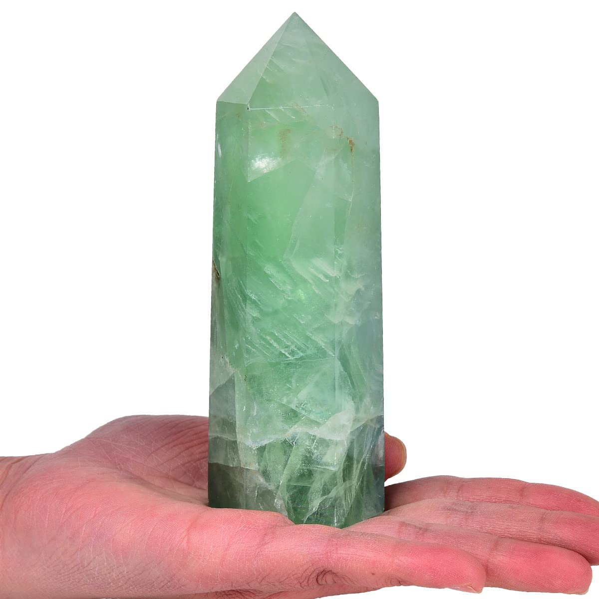 Punta de fluorita verde de 6 facetas de MOGEMT para concentración