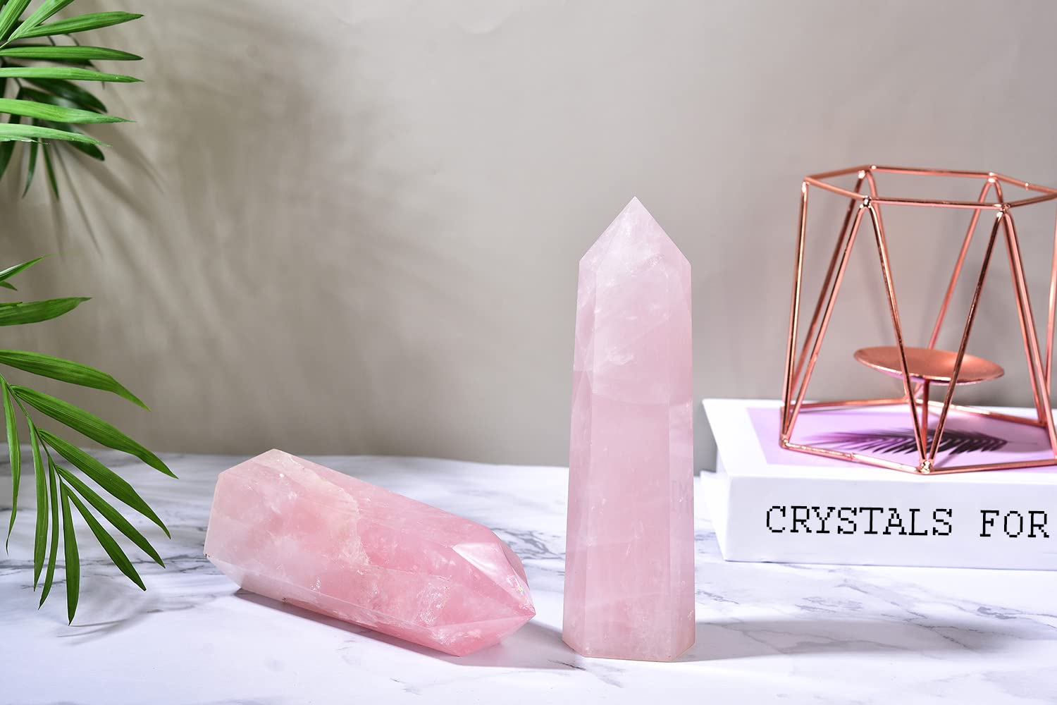 MOGEMT Soporte para meditaciones, reiki y chakras con cuarzo rosa.