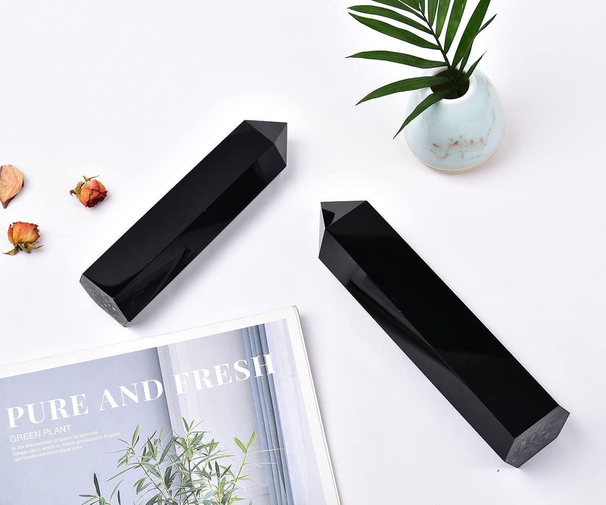 Regalo ideal: torre obsidiana negra MOGEMT para amantes de cristales.