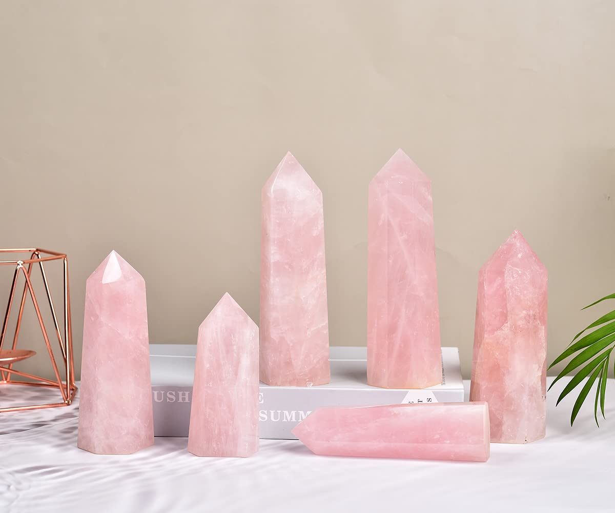 MOGEMT Regalo consciente: cristal de cuarzo rosa para amantes de cristales.
