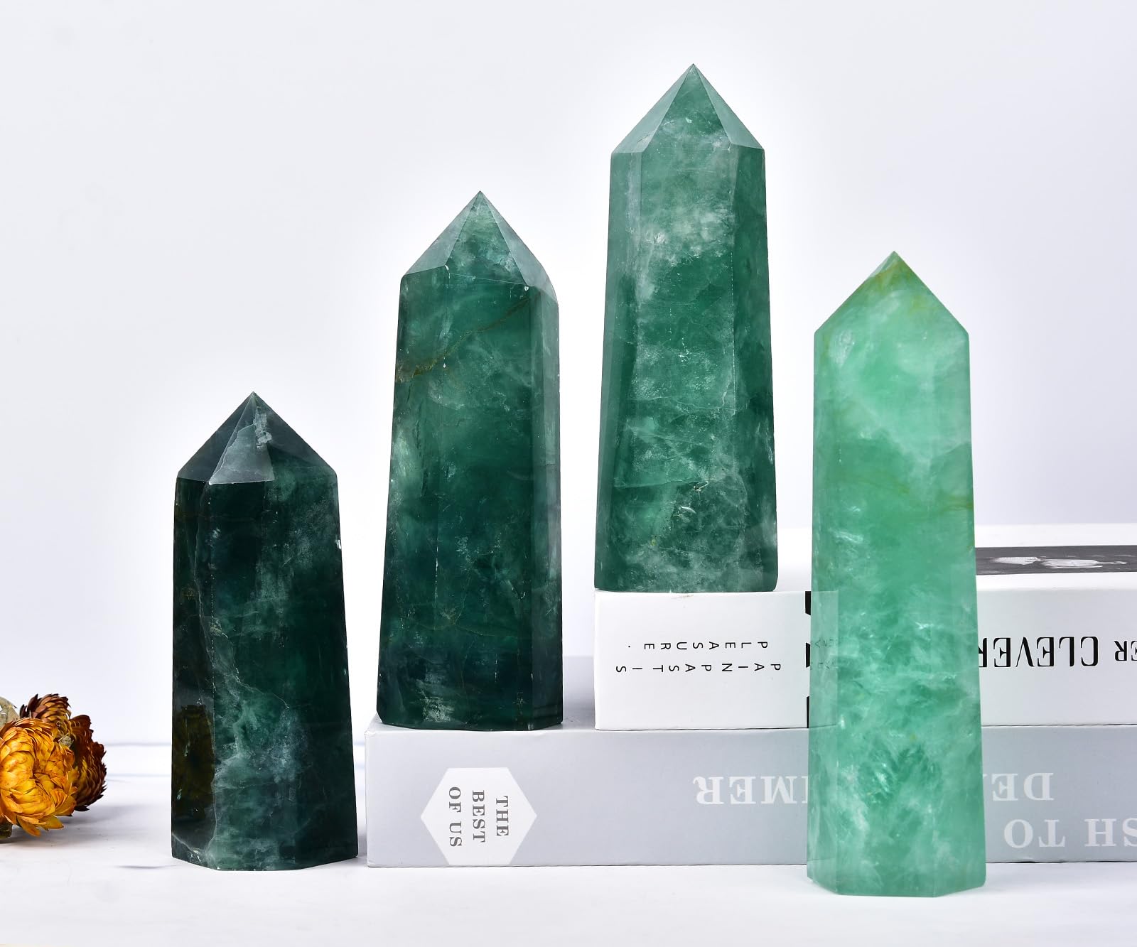 Regalo de cristal fluorita verde de MOGEMT para energía positiva