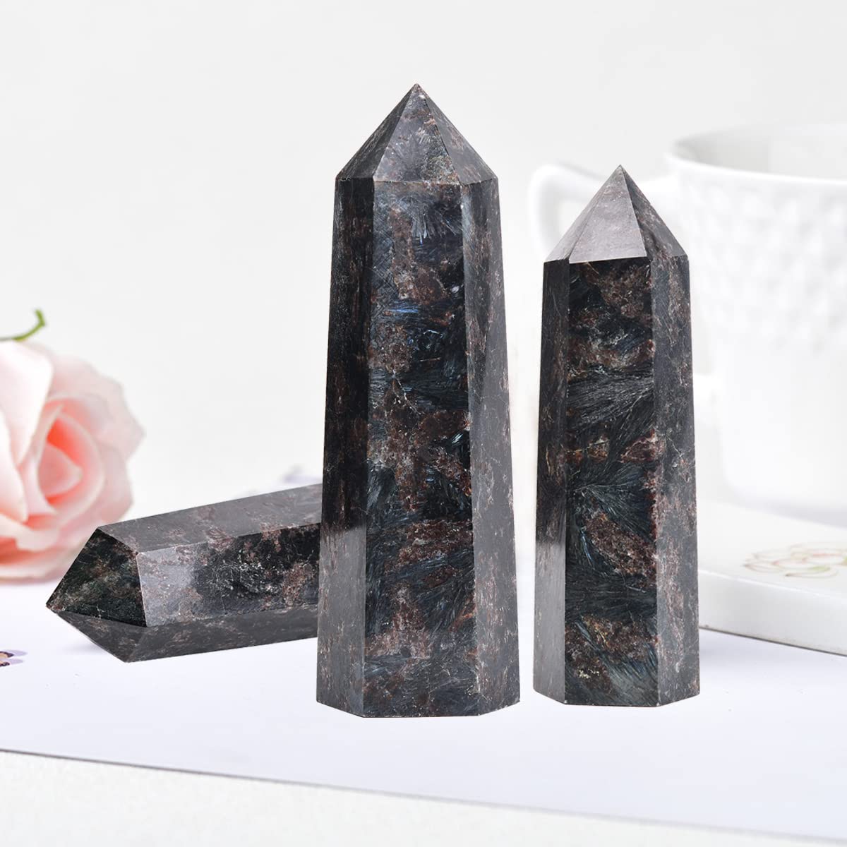 MOGEMT Regalo ideal: torre Astrophyllite para amantes de cristales y decoración.