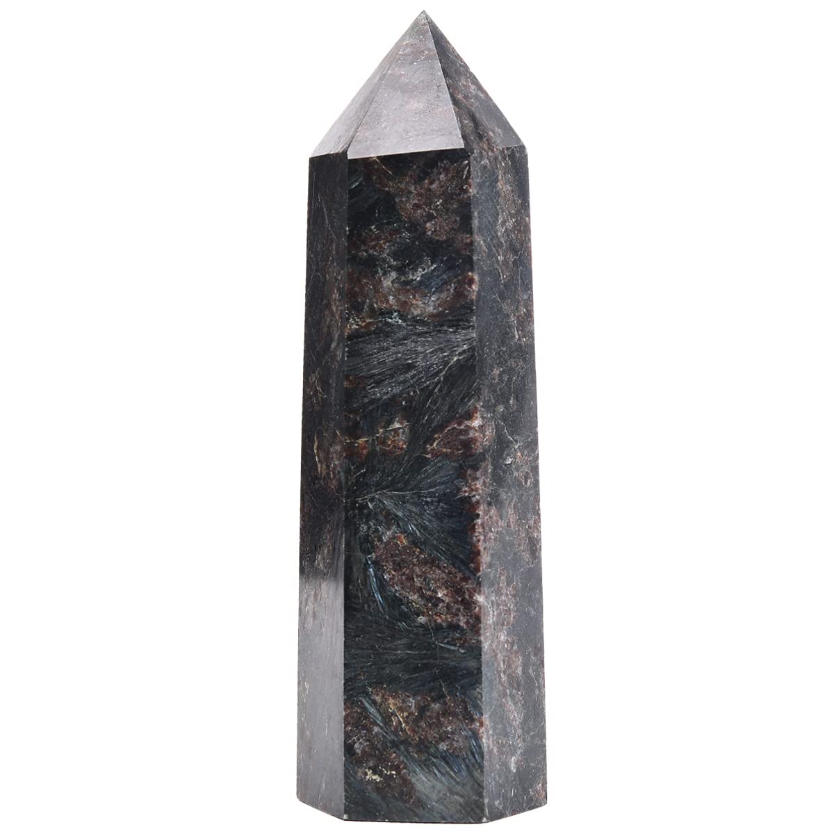 MOGEMT Torre Astrophyllite; detalle de brillo con destellos naturales para la meditación.