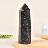 MOGEMT Torre Astrophyllite para reiki y chakra; apoyo durante sesiones tranquilas.
